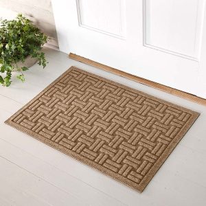 Basket Weave Recycled Waterhog Doormat - Dark Brown