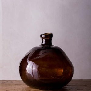 Recycled Round Glass Balloon Vase, 13" - Clear