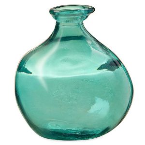 Bubble Recycled Glass Balloon Vase, 7"H - Aqua
