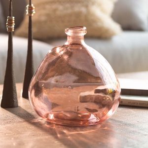 Askew Recycled Glass Balloon Vase, 9" - Red