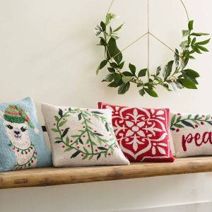 Peace Sign Hand-Hooked Pillow