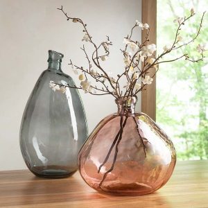 Pink and Gray Recycled Glass Balloon Vases, set of 2 - Pink/ Gray