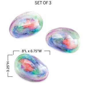 Organic Shaped Iridescent Glass Stones, Set of 3 - Swirl