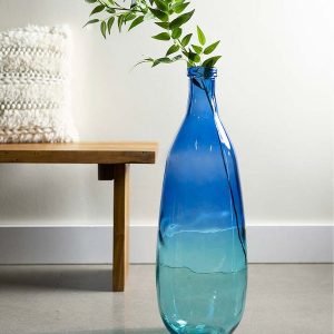 Slender Blue Ombre Glass Vase Collection