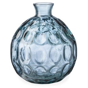 Dune Recycled Dimpled Glass Vases, S/2 - Smoky Blue/ Amber