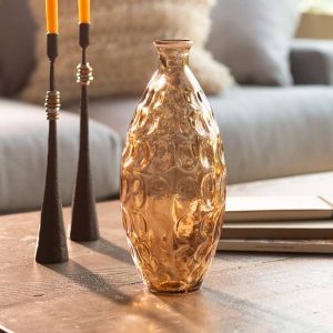 Dune Tall Recycled Dimpled Glass Vase, 12"H - Blue