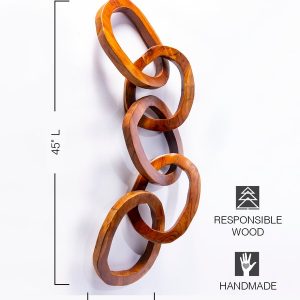 Hand-Carved Teak Wood Chain Sculpture