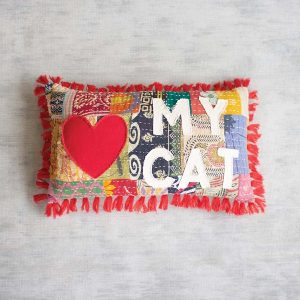 Love My Dog/Cat Kantha Pillow - Dog