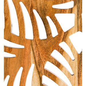 Acacia Wood Laser Cutout Wall Panel - Leaf