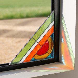 Rainbow Stained Glass Corner Art Bracket - Green