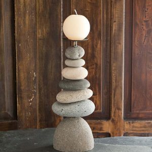 7-Stone Cairn Candle Holders, Set of 2