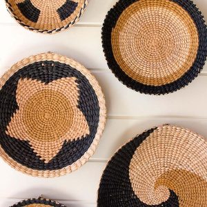 Woven Seagrass Wall Platter Disks, Set of 5