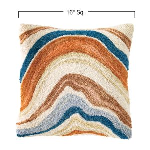 Abstract Agate Hand-Hooked Wool Pillow Cover