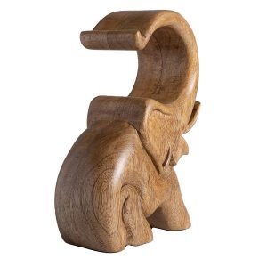 Hand-Carved Wooden Elephant Wine Bottle Display