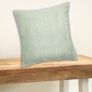 Aqua/Ivory Indoor Outdoor Pillow, 22" Square