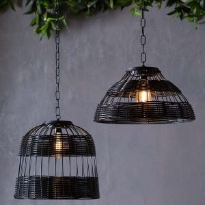 All-Weather Wicker Solar Pendant Lamp Collection