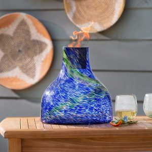 Glowing Glass Tabletop Fire Bowl