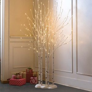 Indoor/Outdoor LED Birch Lighted Trees with 175 Lights, Including 5 trees, 4.5'H