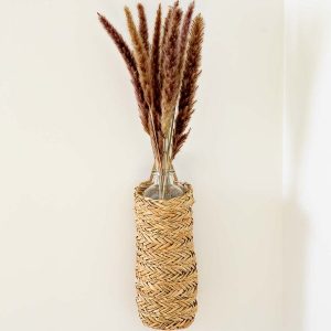 Hanging Seagrass Wrapped Bottle with Fountain Grass Spray