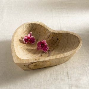 Hand-Carved Wooden Heart Bowl