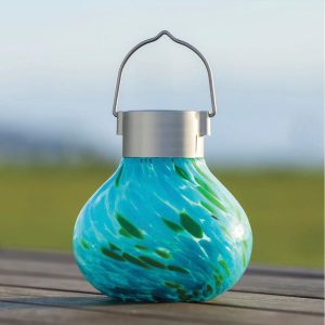 Hand-blown Glass Solar Tea Lantern - Blue