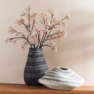 Felted Wool Vases, Set of 2 - Gray