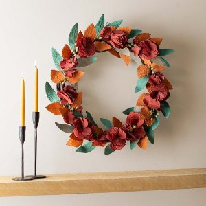 Autumnal Fabric Wreath - Red
