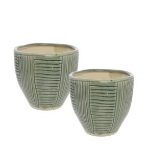 Teal Lucie Ceramic Cachepot, Set of 2