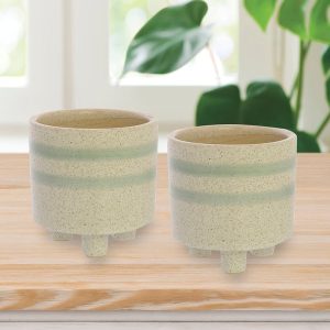 Fluorite Ceramic Cachepot, Set of 2