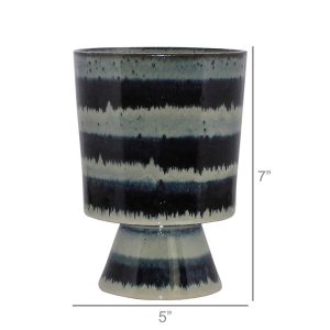 Toku Indigo Stripe Ceramic Vase