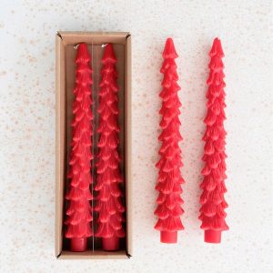 Tree Taper Candles, Set of 2 - Mint