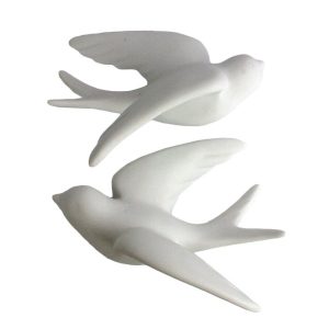 Ceramic Wall Sparrows, Set of 2