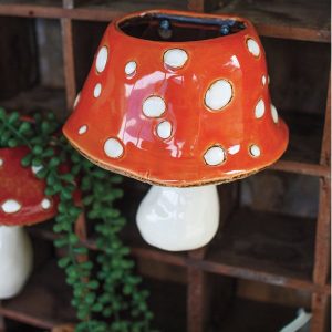Toadstool Ceramic Wall Planters, Set of 2