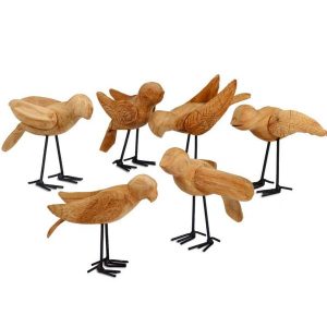 Deseo Reclaimed Teak Birds, Set of 6