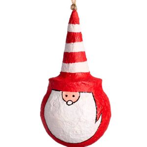 Recycled Fabric-Mache Santa Claus Ornament