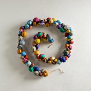Colorful Sari Fabric Pom Pom Garland