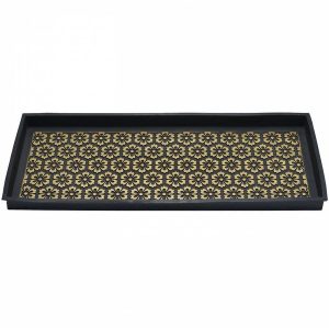 Brass-Brushed Flower Rubber Boot Tray