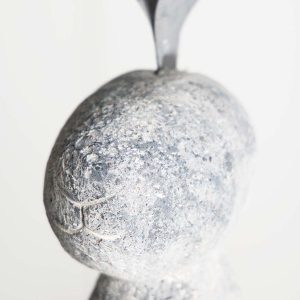 Faux Stone and Metal Rabbit Sculptures
