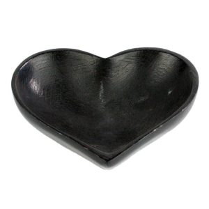 Hand-Carved Black Soapstone Heart Bowl