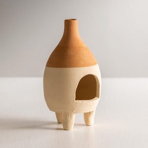 Tabletop Clay Chiminea Incense Burner/ Candle Holder