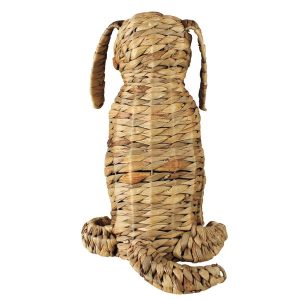 Woven Water Hyacinth Dog Sculpture
