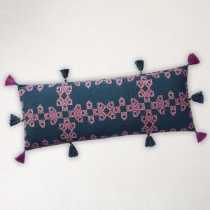 Navy Blue Embroidered Accent Pillow