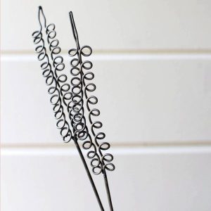 Wire Plants with River Rock Base, Set of 2