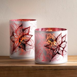 Poinsettia Glass Hurricane Collection