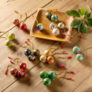 Hand-Painted Paper Mach' Ornaments, Set of 24