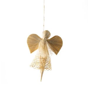 Woven Abaca Angel Ornaments, Set of 3