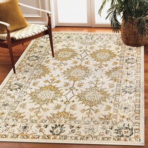 Indoor/Outdoor Vintage-Inspired Floral Sand Rug