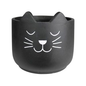Black Cat Cement Planter
