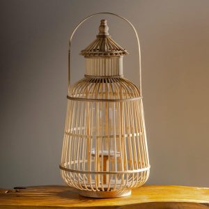 Bamboo Pagoda Lantern with Glass Insert