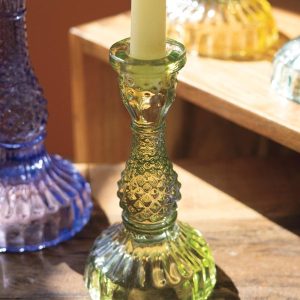 Colorful Glass Taper Candle Holders, Set of 6